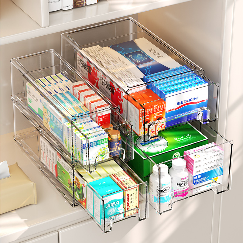 Transparent Medicine Box Medicine Storage Box Drawer-type Medicine Storage Cabinet Household Storage Rack Medicine Box Multi-layer Household Storage