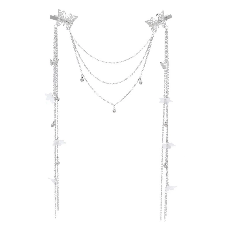 Экзотические Hanfu антикварные аксессуары для волос гарнитура для бровей гарнитура с цепочкой Hanfu бабочка цветок кисточка шпилька гарнитура