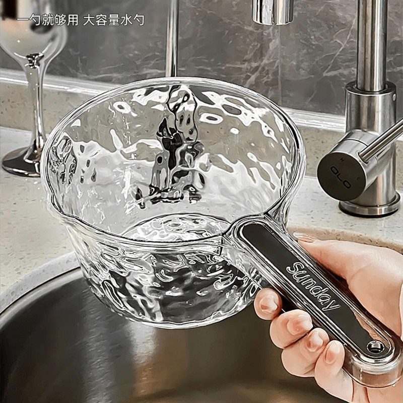 壊れない家庭用水ひしゃく、深く厚く、長い柄のキッチン用大型水ひしゃく、透明なプラスチック製の見栄えの良い水ひしゃく|undefined