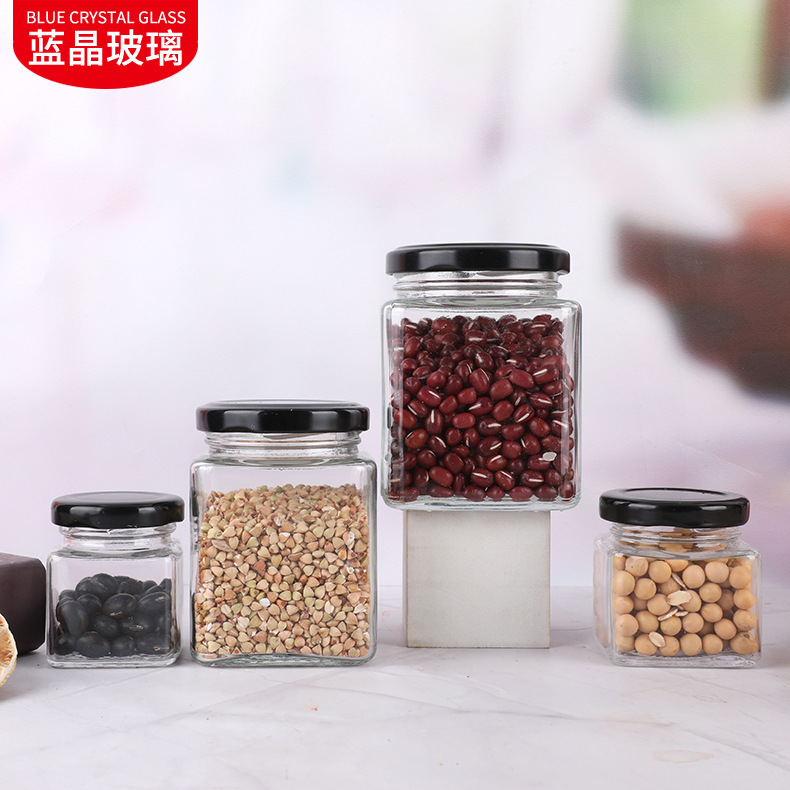 厂家供应蜂蜜瓶四方玻璃瓶果酱瓶居家厨房常用密封罐带盖可印刷