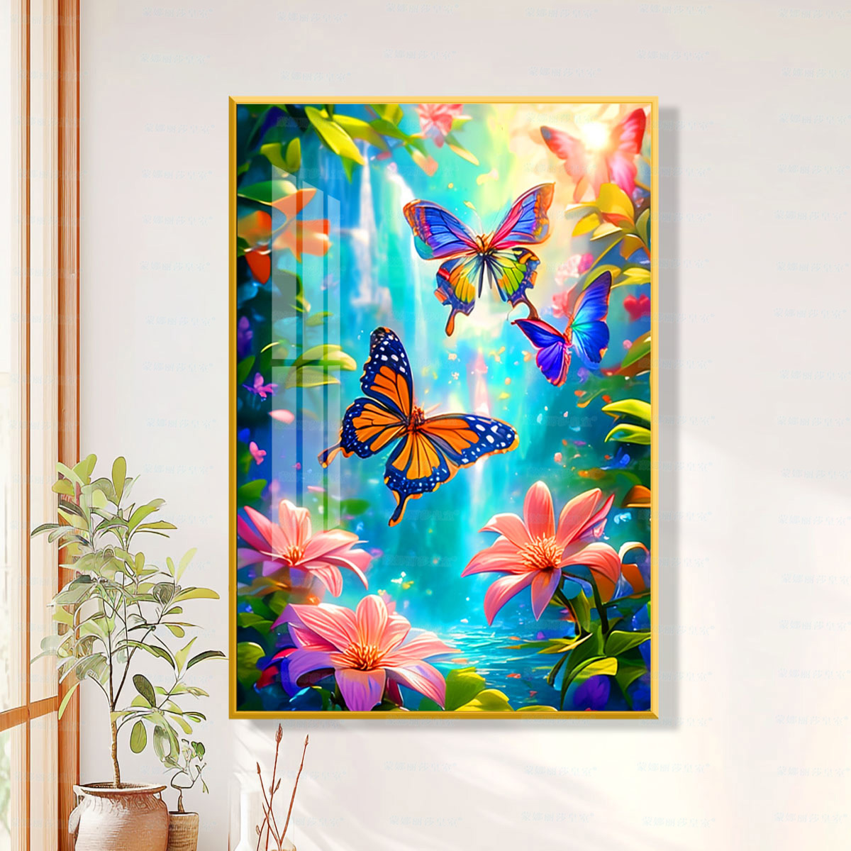 Tela de algodón importada: Punto de Cruz de la Mona Lisa, imagen de mariposa colorida, punto de cruz para sala de estar, bordado DIY. image 3