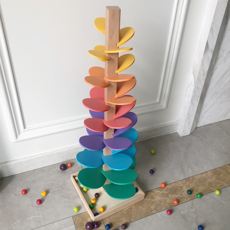 Nordic ins arcoíris música árbol marco de bolas bloques de construcción de madera pista de rompecabezas para niños juguetes personalizados