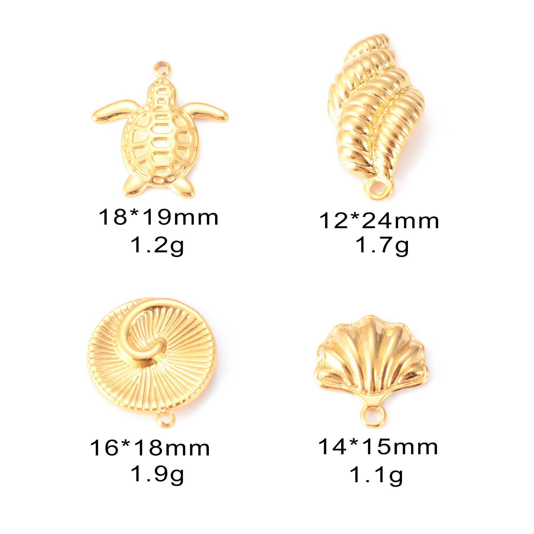 PVD Coated Gold Plating Process 1 Piece 304 Stainless Steel Tortoise Conch Shell Pendant