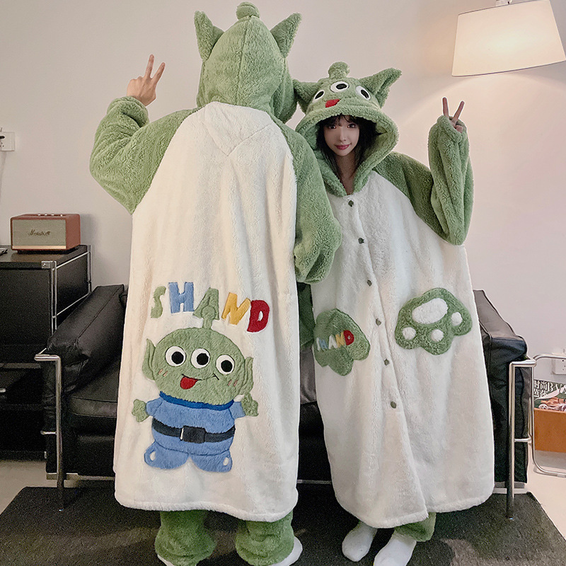 Fabricantes de parejas pijamas otoño invierno coral fellas hombres y mujeres fellas de dibujos animados más ropa de casa fellas pijamas parejas