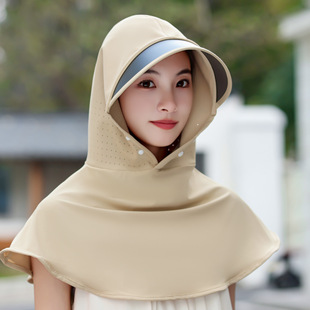 Summer Ice Silk Sun Hat Sunscreen Hat Children's Face Mask Integrated UV Protection Mask Riding Sun Hat