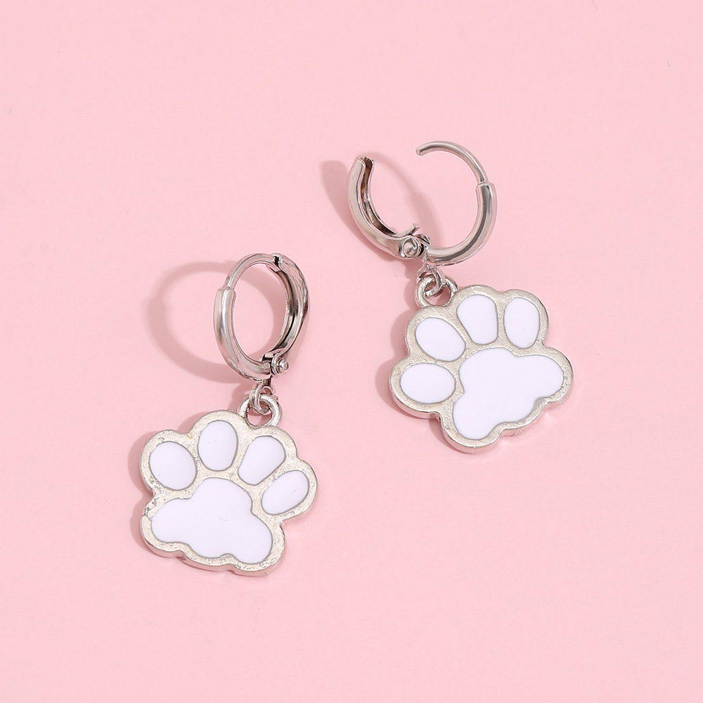 Wholesale Jewelry Dripping Oil Dog Paw Print Pendant Cartoon Earrings Nihaojewelry display picture 7