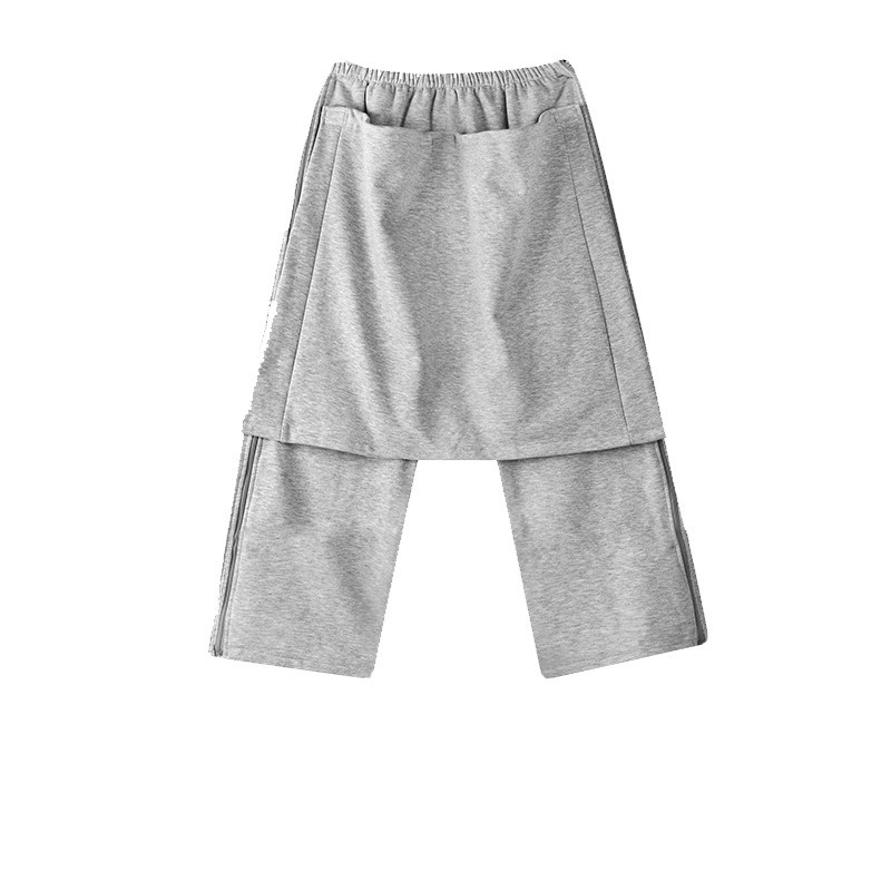 커버 프론트 크롭 팬츠 사이드 지퍼 코튼 그레이