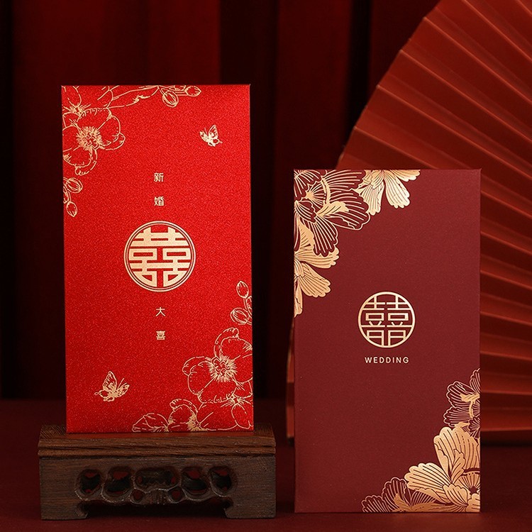 結婚式の大小の赤い封筒、結婚式のドアを塞ぐミニ赤い封筒、結婚式の祝福の言葉が入った赤い封筒|undefined