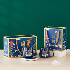 Coffee Cup 55℃ Constant Temperature Ceramic Warmer Cup Mug Heater Set Gift Box