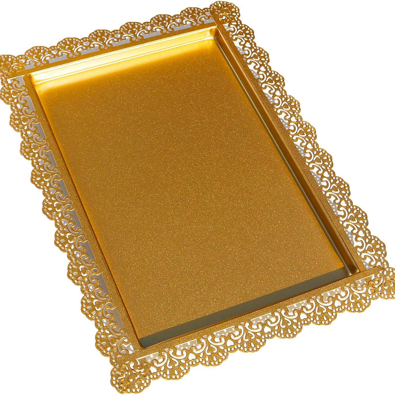 Placa de pastel de hierro forjado Placa de postres Placa cuadrada Placa europea Placa de punto occidental Placa de té de encaje Placa blanca Plata plana