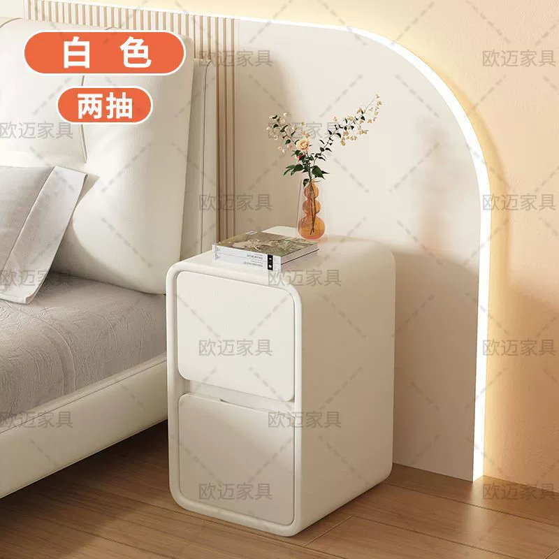 Простая современная прикроватная тумбочка кремового цвета, высококачественная прикроватная тумбочка из цельного дерева для хранения, новая установка, легкая, роскошная, для спальни, небольшого дома