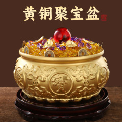 聚宝盆摆件琉璃紫火纯黄铜家用存钱罐客厅店铺开业礼品八方来财