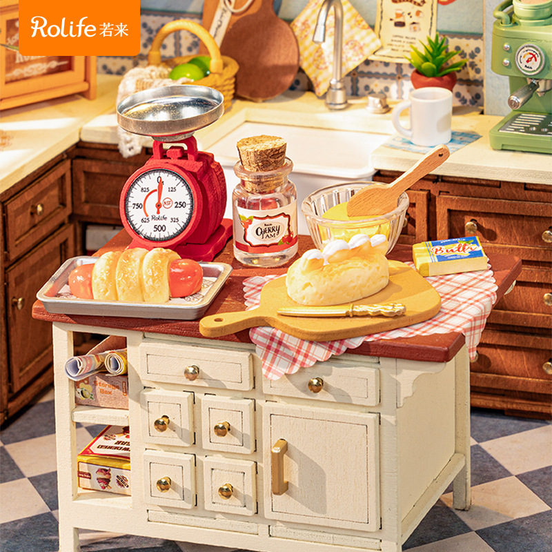 Rollife Ruolai briy choza villa ensamblada a mano mini casa modelo casa de bloques de construcción de bricolaje juguete mujer