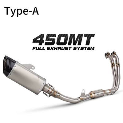 Suitable for CFMOTO 450MT mid-front section M12 stepped carbon tip and tail section motorcycle exhaust pipe modification 51MM (Exhaust pipe) - a-chunfeng-700mt-stainless-steel-middle-section