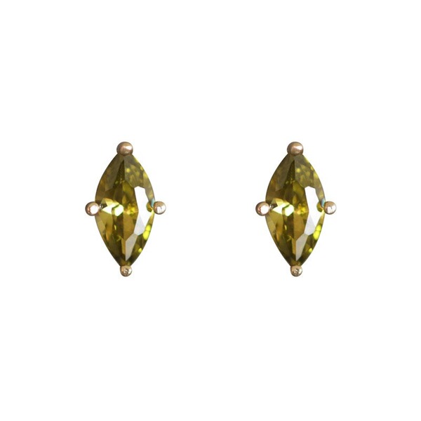 Fresh green earrings with zircon