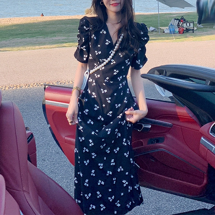 Floral Dress for Tall Women, Extra-Long Dress, 2026 Light Luxury High-End Style, Slimming Long Dress That Reaches the Ankles, Summer