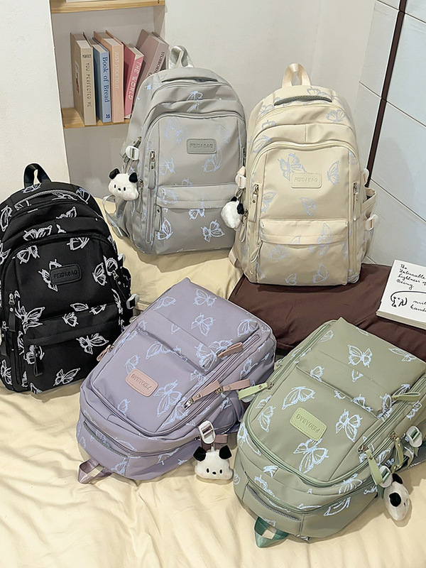 新しい日本イン蝶バックパック女性の大容量学生中学校と高校のキャンパススクールバッグ軽量大型バックパック|undefined