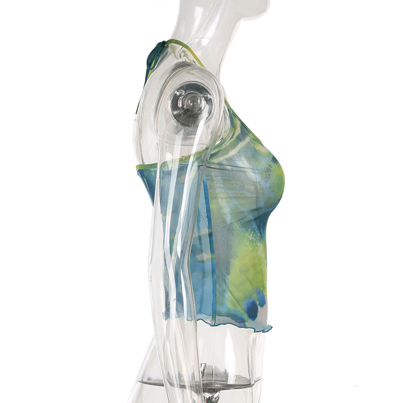 Tie-dye Printing Mesh See-through Camisole 7