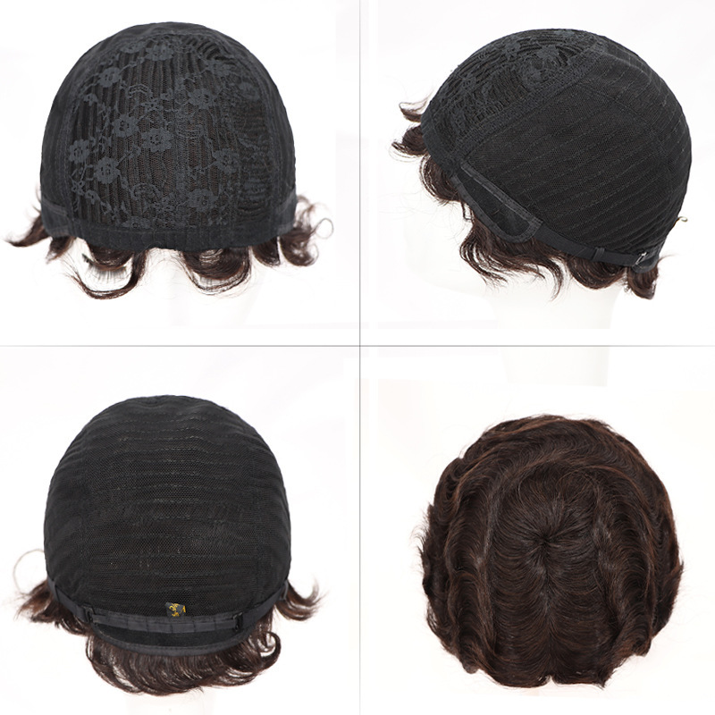 Cheveux humains fabriqués à la machine capuche courte tête de Shanghai rétro ondulé ondulation de l'eau cheveux courts bouclés capuche de cheveux humains_voghion.com
