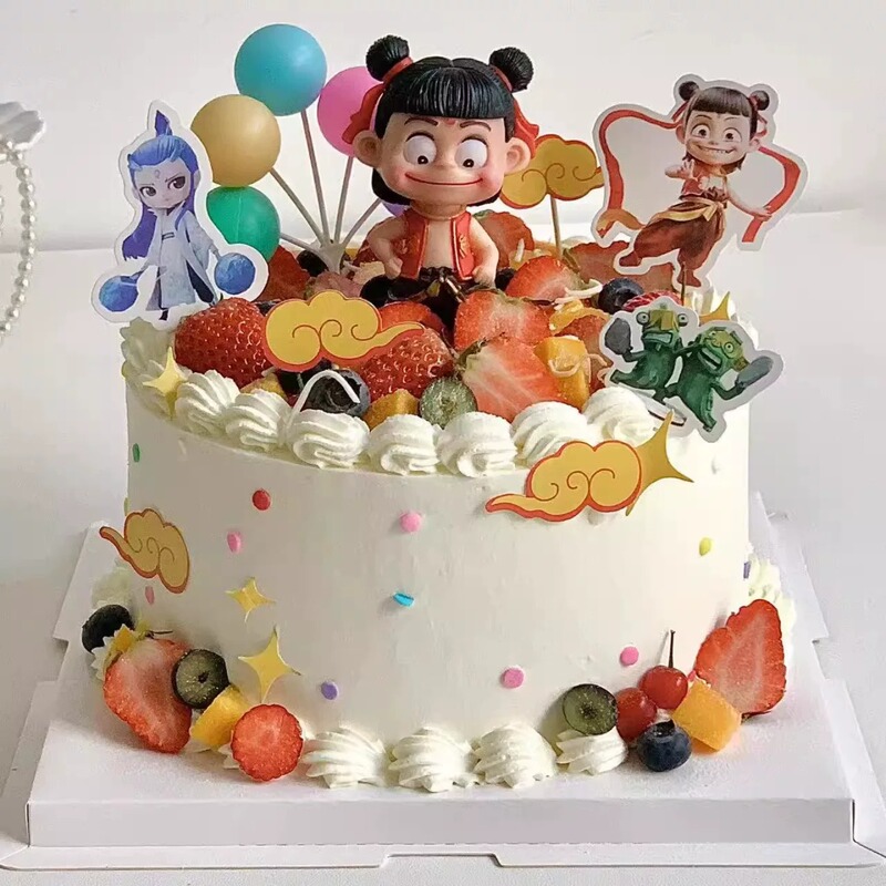 Nezha Cake Decoration Ornaments, Cute Cake Toppers of the Magical Child Nezha, Third Prince, Cartoon Mythological Figures Nezha Cake Decoration Ornaments, Cute Cake Toppers of the Magical Child Nezha, Third Prince, Cartoon Mythological Figures