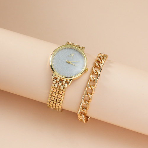 5pcs/set steel belt women's watch new style women's casual Korean style versatile quartz watch set