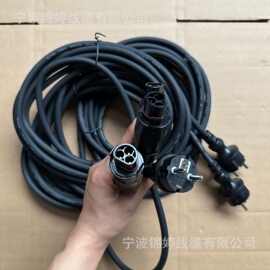 供应deye德业微逆用欧规IP44插头橡胶线鲁益LY公母连接头H07RN-F