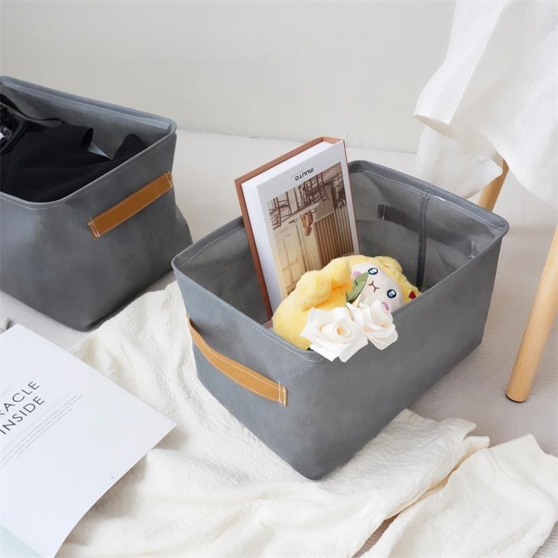 New Thickened Steel Ring Storage Box, Household Fabric Foldable Bedroom Desktop Wardrobe Clothing Storage Box