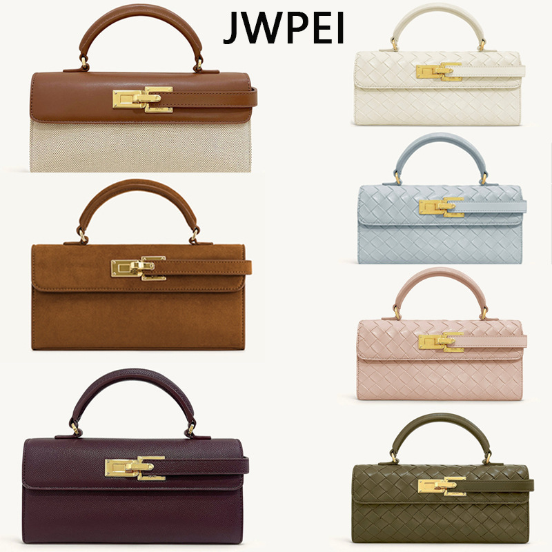 Jw Pei Handbag Keyla Small Square Bag Niche Satchel Crossbody Bag Mini Maillard Woven Kelly Bag New Z