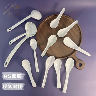 A5 Melamine Spoon Hotel Restaurant Plastic Spoon Imitation Porcelain Spoon Small Spoon Large Ramen Spoon White Commercial
