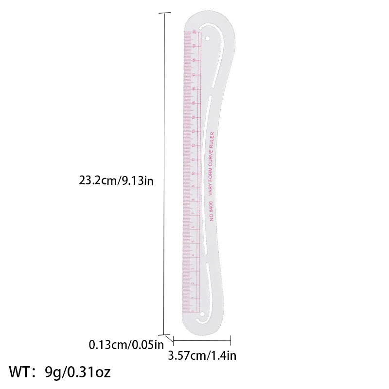 Regla de curva directa de fábrica Botón regla de arco regla de ropa regla de corte traje de regla de jaula de manga regla de tamaño colección