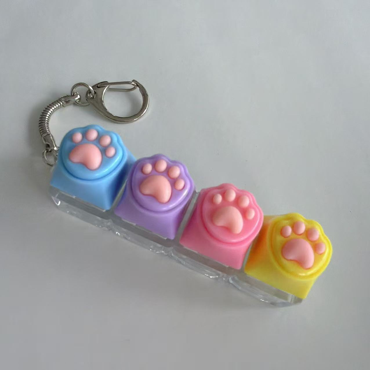 Four-button transparent shell-silicone cat claw (blue