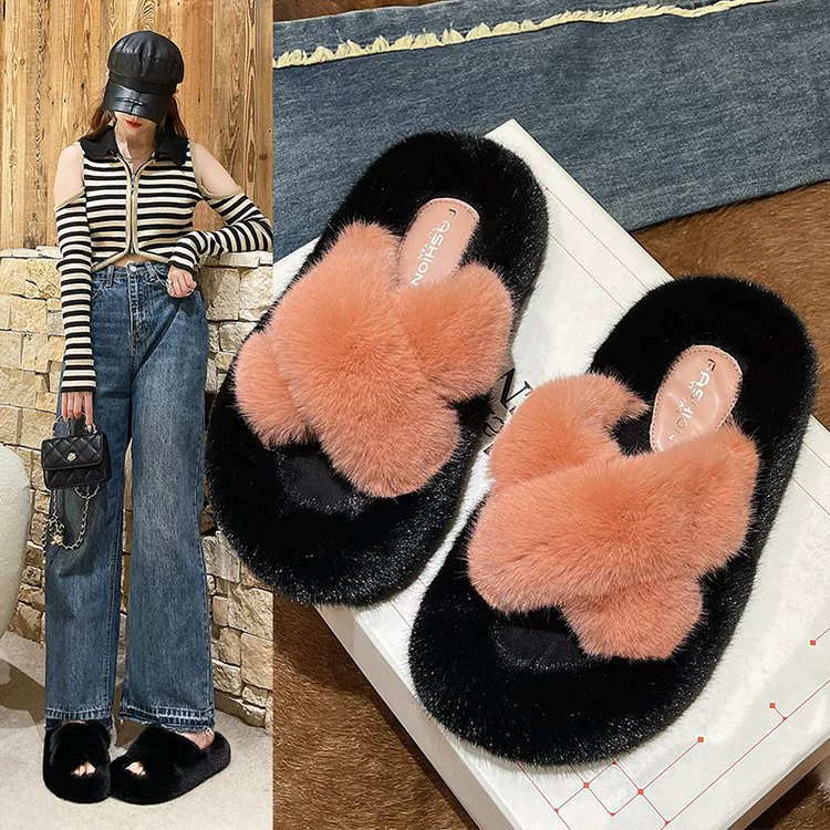 2023 Новые модные Instagram в Корейском стиле, Повседневная Верхняя одежда на плоской подошве, универсальные тапочки с крестом Мао для женщин