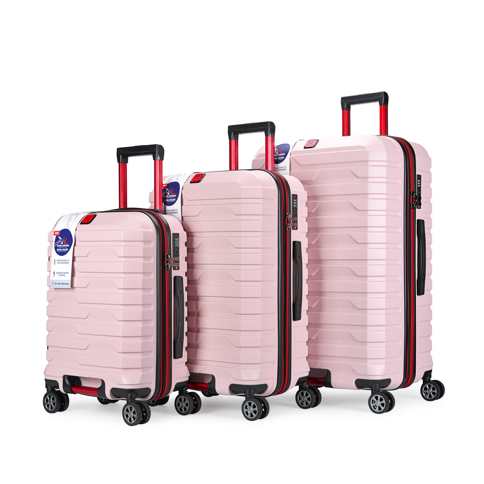 Equipaje con cremallera a prueba de explosiones de stock del fabricante, maleta trolley de expansión telescópica de tres piezas, maleta de embarque de 20 pulgadas