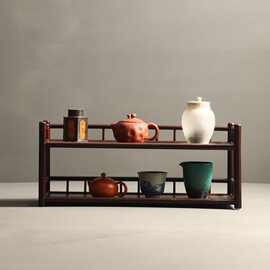 楠竹双层茶几收纳架  紫砂壶收纳展示台 茶道配件 桌面收纳一件发