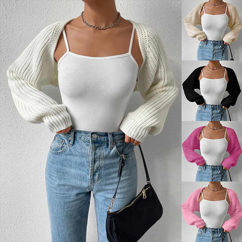 Ready-Made Sweaters Customized Cross-Border Amazon Outer Wear Short Tops Sweaters Foreign Trade European and American Style Spring and Autumn Loose Cardigans Ready-Made Sweaters Customized Cross-Border Amazon Outer Wear Short Tops Sweaters Foreign Trade European and American Style Spring and Autumn Loose Cardigans