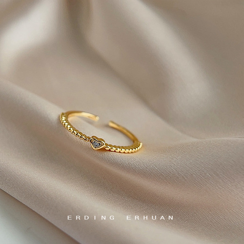 Fashionable and high-end micro-paved zircon open adjustable ring electroplated 14K real gold ring new hand jewelry factory