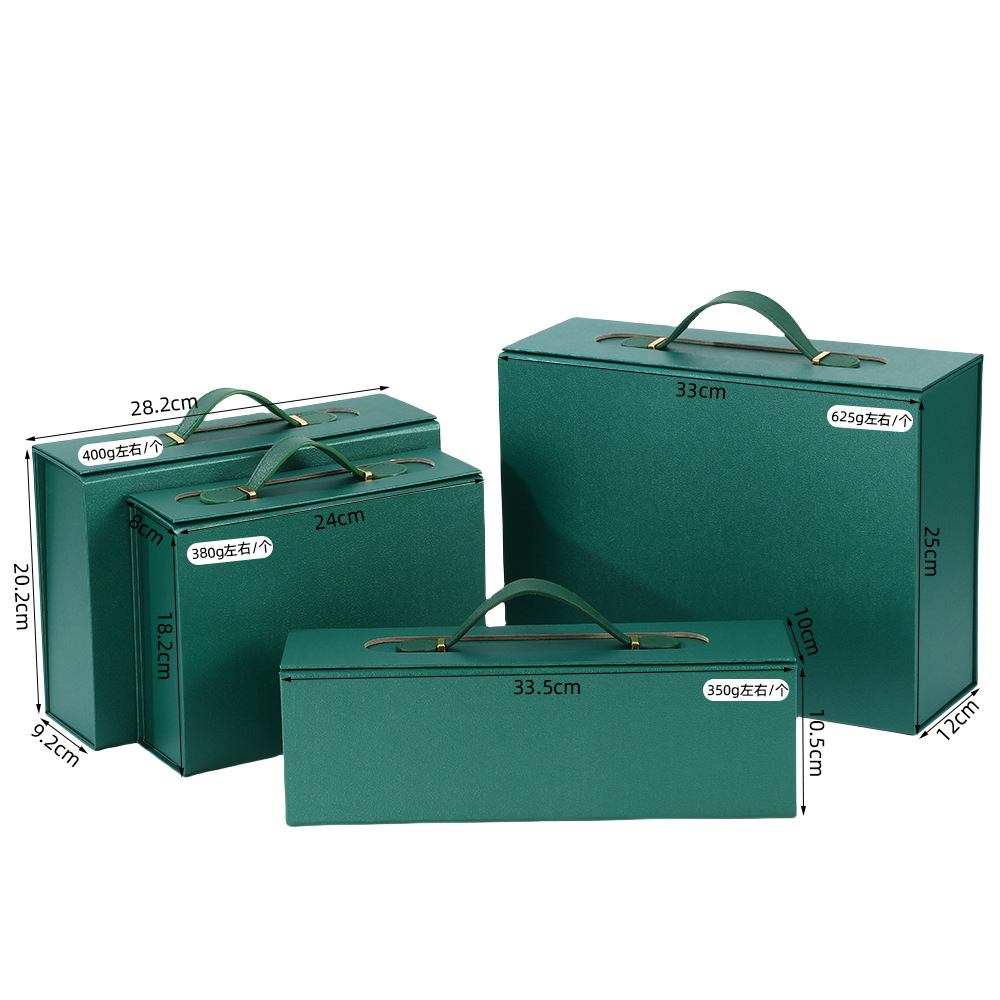 Caja plegable de mano verde-pilar; tamaño pequeño 24 * 18.2 * 8cm