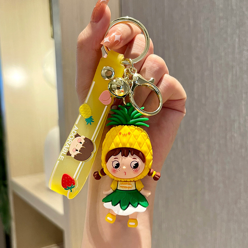 Chica de fruta de dibujos animados creativos bolsas de llaves para automóviles pequeños colgantes de moda regalos al por mayor