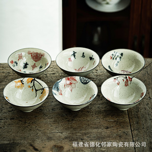 Neighbor ceramic factory direct sales grass and wood gray Kung Fu Tea Cup bucket cup tea cup tea cup single Cup Printing Master Cup Tea Cup