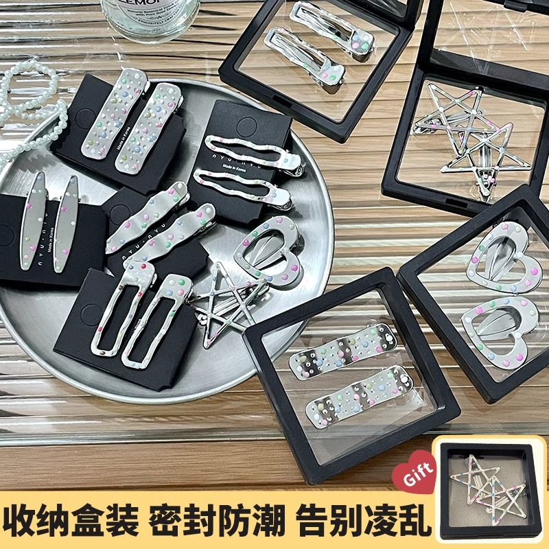 Punto de color goteo de aceite de plata clip de cabello de metal para mujeres nuevo clip lateral de goteo de agua clip de cabello de cabeza clip de cabello frente joyería clip de frangeo