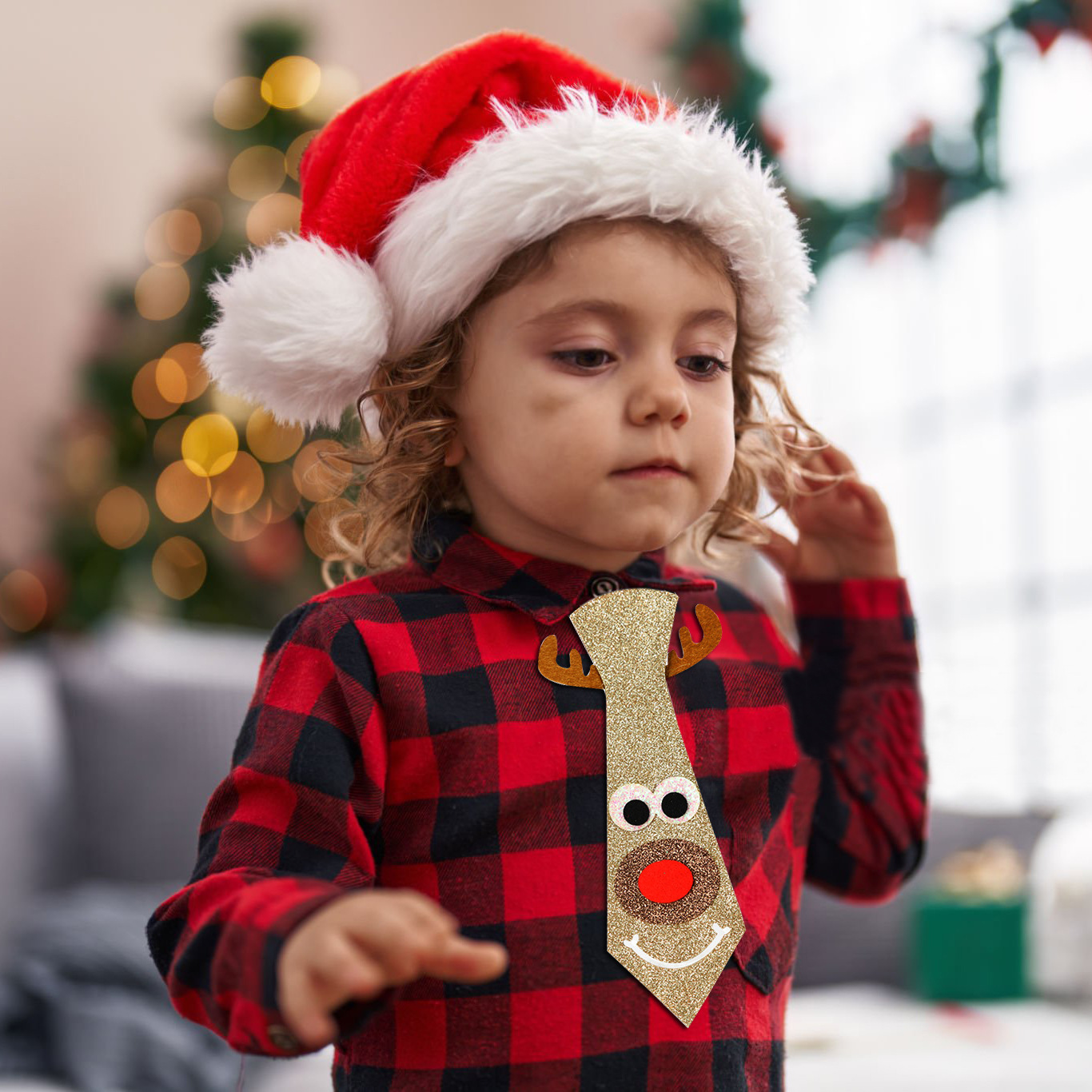 Navidad corbata infantil caricatura Papá Noel Alce árbol de Navidad muñeco de nieve accesorios de fiesta regalos para niños