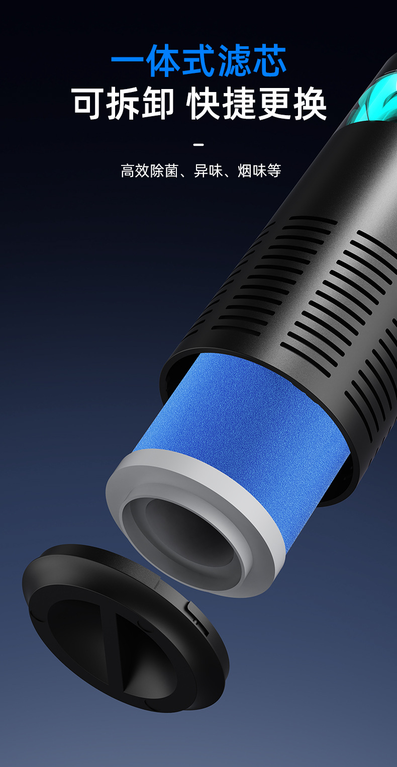 2025 New Car Air Purifier Aromatherapy Deodorization USB Plug-In Colorful Marquee Negative Ion Purifier