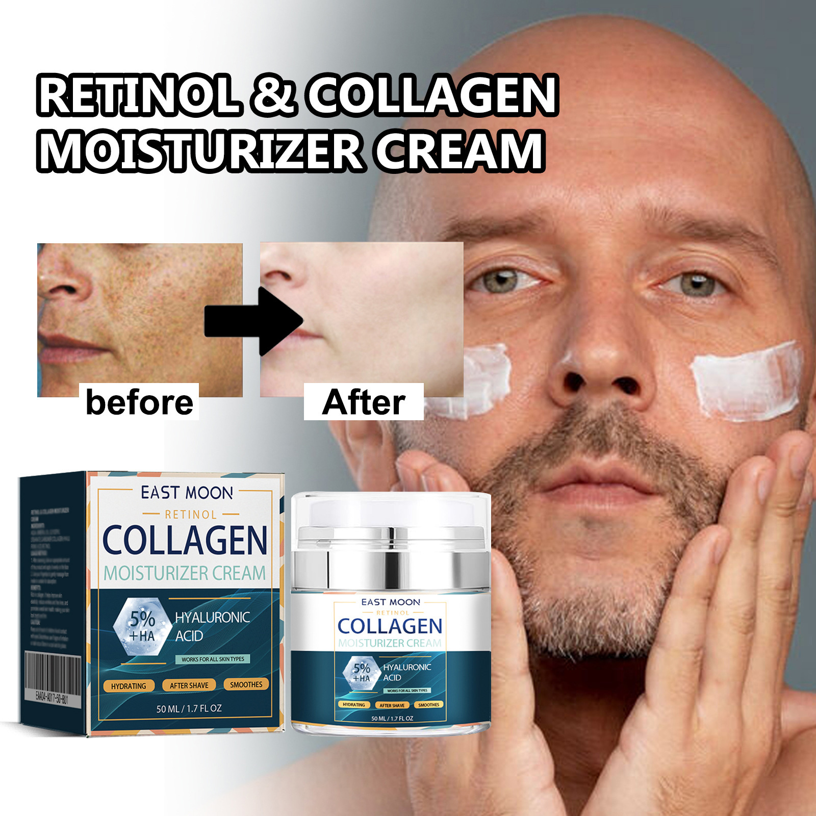 East Moon Men's Collagen Moisturizing Cream Moisturizing and Lightening Anti-wrinkle Firming Hydrating and Brightening Moisturizing Cream