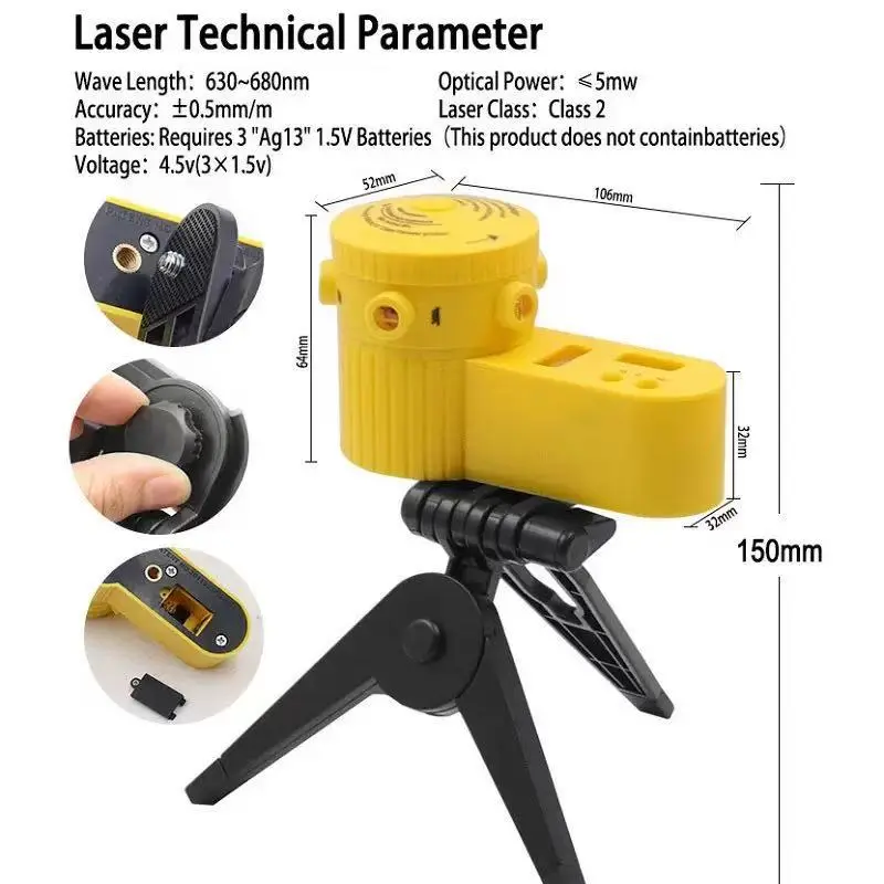 Xdlv06 Laser Level Four-In-One Household Level Laser Ruler Can Rotate with Tripod to Draw Lines