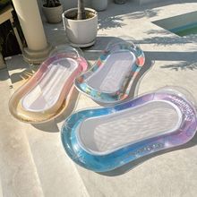 网红成人透水网布浮排亮片星空充气浮床水上游泳圈沙滩躺椅跨境