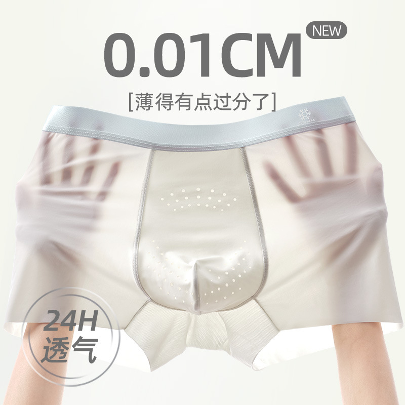 Men's Underwear 10A Antibacterial Ice Silk Boxer Briefs Breathable Cordyceps Boys Summer Thin Boxer Large Size Teenagers