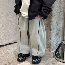 泰如2025秋季新款儿童时尚休闲百搭长裤纯棉男童简约宽松运动卫裤