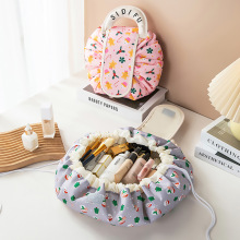 手提懒人化妆包大容量便携收纳袋网红抽绳洗漱包圣诞收纳包束口袋