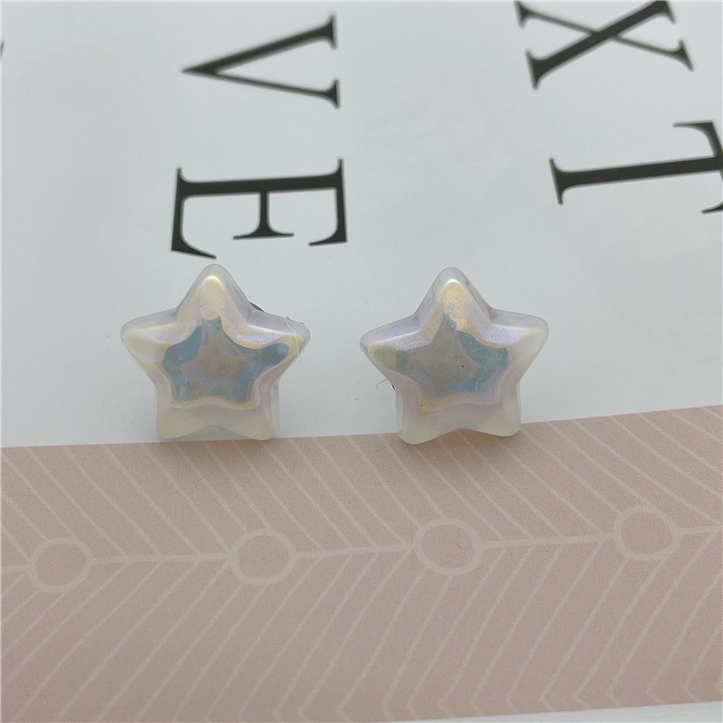 Fashion Pentagram Round Heart Shape Imitation Pearl Stoving Varnish Womenu0027S Ear Studs 1 Pair