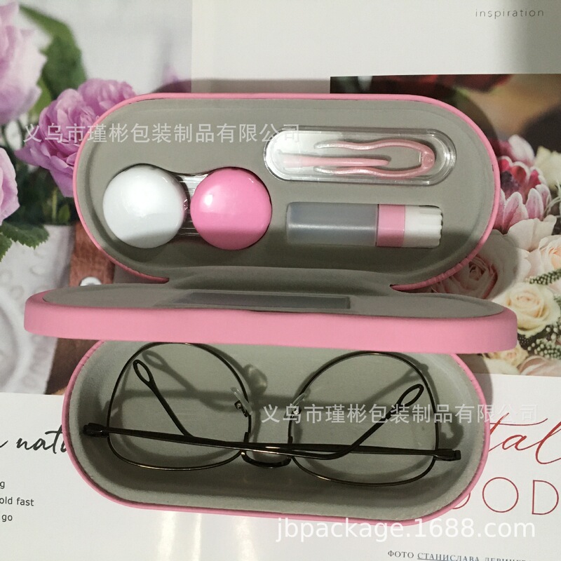 Hot-Selling Double-Layer Dual-Purpose Glasses Case, Handmade Contact Lens Case, Contact Lens Companion Box, Frame Mirror Case